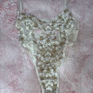 Floral Embroidered Lingerie Bodysuit
